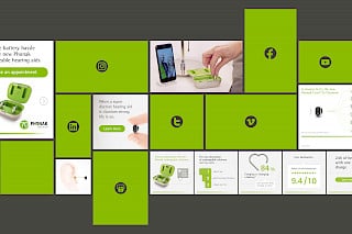 Collage von Phonak Markeneleenten, sowie Social Posts