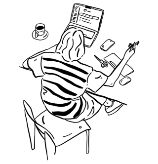 Illustration einer Agentur/ Remote Arbeitssituation am Laptop
