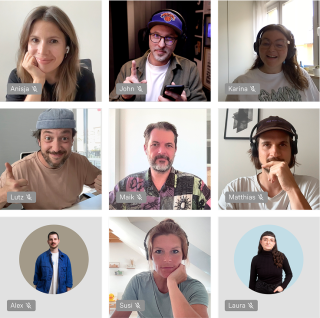 Collage von diff communications Mitarbeitern im Home Office